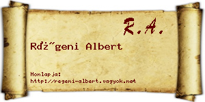 Régeni Albert névjegykártya
